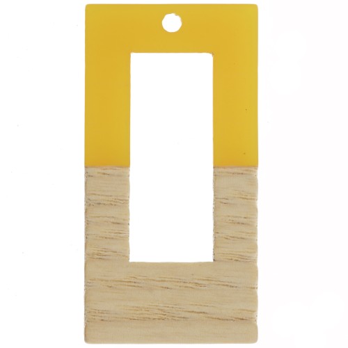 Colgante rectangular calado de resina imitación de madera 38x19 mm Amarillo - x1