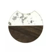 Colgante disco cortado 34x36.5 mm resina imitación de madera Plateados x1