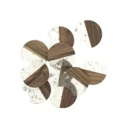 Colgante disco cortado 34x36.5 mm resina imitación de madera Plateados x1