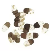 Colgante ovalado 27x15 mm de resina imitación de madera con fragmentos dorados x1