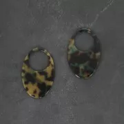 Colgante ovalada calado de acetato 48.5x32 mm - Escama de tortuga Marrón Negro x1