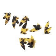 Colgante hoja de acetato 30x15 mm - Escama de tortuga Marrón - Negro x1