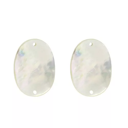 Entrepieza ovalada de nácar 2 agujeros 25x18 mm - Natural x2