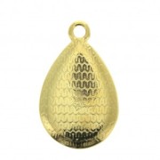 Colgante gota trabajado resina epoxi 21x12 mm Dorado con oro fino- Blanco x1