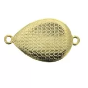 Entrepieza gota 2 anillas de resina epoxi 27x16 mm Dorado con oro fino - Verde sapin x1