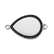 Entrepieza gota 2 anillas de resina epoxi 27x16mm Plateado envejecido - Blanco x1|raw }}