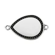 Entrepieza gota 2 anillas de resina epoxi 27x16mm Plateado envejecido - Blanco x1