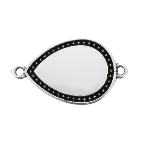 Entrepieza gota 2 anillas de resina epoxi 27x16mm Plateado envejecido - Blanco x1