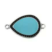 Entrepieza gota 2 anillas de resina expoxi 27x16 mm Plateado envej - turquesa x1