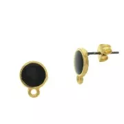 Ganchos pendientes redonda de resina epoxi anilla 11.5x9 mm - Dorado con oro fino - Negro x2