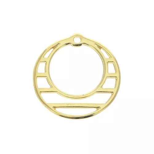 Colgante redondo calado de zamac 23 mm - Dorado con oro finox1