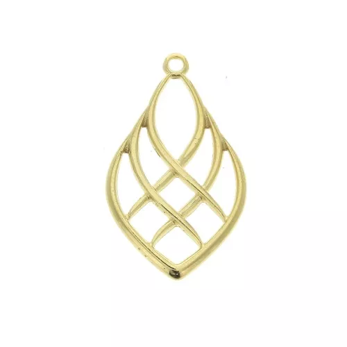 Colgante gota efecto líneas entrecruzadas de zamac 27x16 mm - Dorado con oro finox1