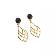 Colgante gota efecto líneas entrecruzadas de zamac 27x16 mm - Dorado con oro finox1