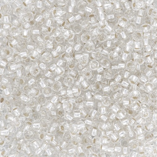 Cuentas de Rocalla Preciosa 11/0 de 2 mm - Crystal Silver Lined x20 g