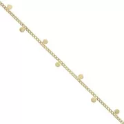 Cadena eslabón pulsera y discos planos 3.2 mm - Dorado Satinado x50cm