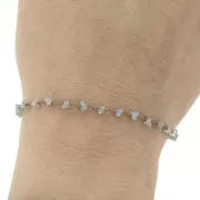 Cadena eslabón de fantasía con cuentas cristal triangular 3.2 mm - Gris x50cm