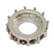 Rondel con strass 15 mm plateado/Light Smoked Topaz  x1