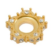 Flor con strass 22 mm dorado/Crystal x1