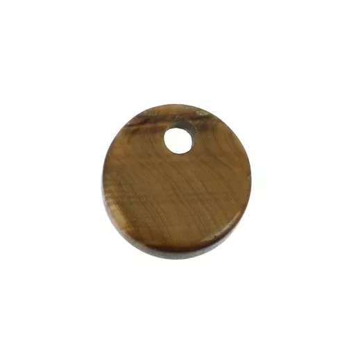 Dije redondo 8 mm de piedra gema - Ojo de Tigre x1