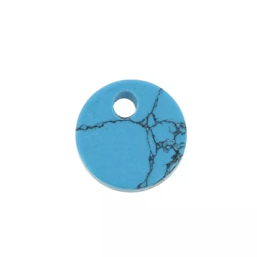 Dije redondo 8 mm de piedra gema - de imitación Turquesa x1
