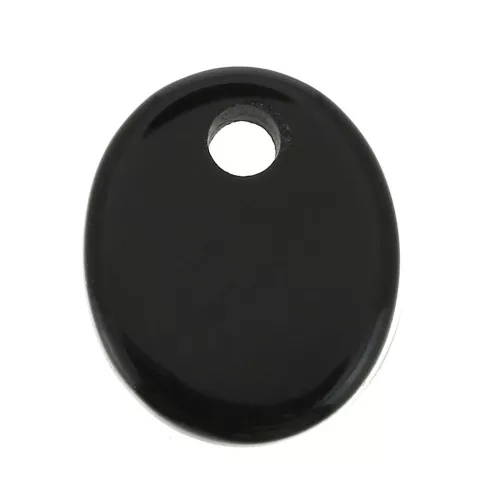 Dije ovalado 12x10 mm de piedra gema - Black Onyx x1
