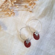 Dije ovalado 12x10 mm de piedra gema - Jaspe Rojo x1