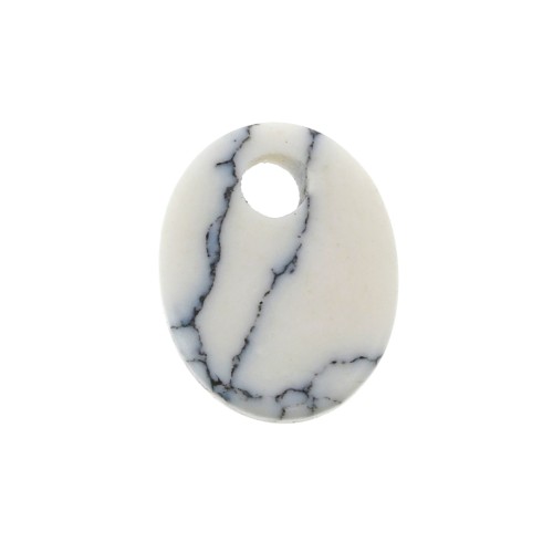 Dije ovalado 10x8 mm de piedra gema - Howlite x1