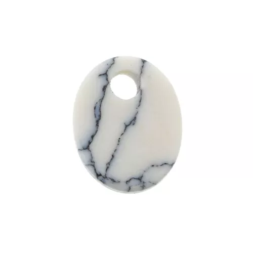 Dije ovalado 10x8 mm de piedra gema - Howlite x1