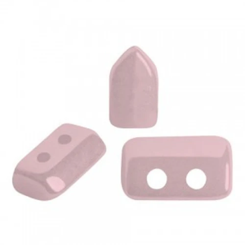 Cuentas de cristal Piros® de Puca® 2x5 mm Opaque Light Rose Ceramic Look x10g