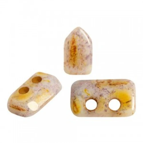 Cuentas de cristal Piros® de Puca® 2x5 mm Opaque Mix Rose Gold Ceramic Look x10g