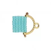 Cymbal Terminal tejido cuentas Miyuki Delica 11/0 12mm Skaloti II Dorado Rosax1