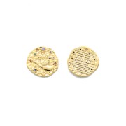 Dije zodíaco Leo de latón con óxido de zirconio 15 mm - Dorado x1