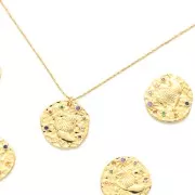 Dije zodíaco Leo de latón con óxido de zirconio 15 mm - Dorado x1