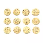 Dije zodíaco Leo de latón con óxido de zirconio 15 mm - Dorado x1