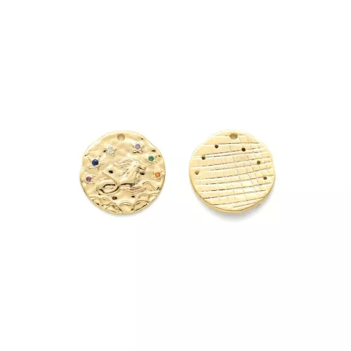 Dije zodíaco Capricornio de latón con óxido de zirconio 15 mm - Dorado x1