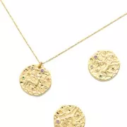 Dije zodíaco Sagitario de latón con óxido de zirconio 15 mm - Dorado x1