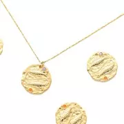 Dije zodíaco Poisson de latón con óxido de zirconio 15 mm - Dorado x1