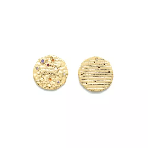 Dije zodíaco Bélier de latón con óxido de zirconio 15 mm - Dorado x1