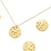 Dije zodíaco Bélier de latón con óxido de zirconio 15 mm - Dorado x1