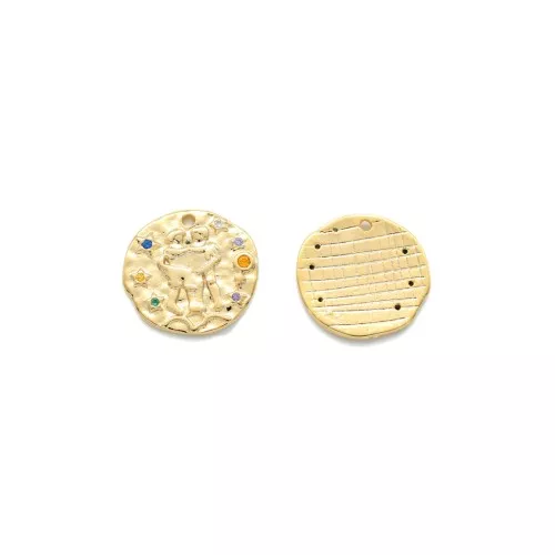 Dije zodíaco Géminis de latón con óxido de zirconio 15 mm - Dorado x1