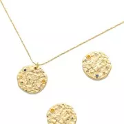 Dije zodíaco Géminis de latón con óxido de zirconio 15 mm - Dorado x1