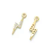 Dije relámpago de latón con óxido de zirconio 15x4 mm - Dorado Crystal x1