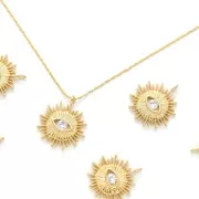 Colgante sol con ojo de óxido de zirconio 17x14 mm Dorado - Crystal x1