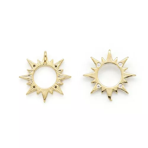 Colgante sol calado con óxido de zirconio 15 mm Dorado - Crystal x1