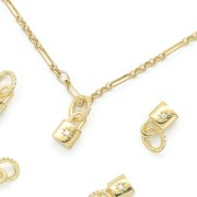 Colgante cadenas con anilla y óxido de zirconio 17x7 mm Dorado - Crystal x1