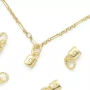 Colgante cadenas con anilla y óxido de zirconio 17x7 mm Dorado - Crystal x1