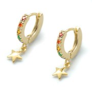 Ganchos pendientes con óxido de zirconio y anilla abierta 11.5 mm - Dorado - Multicolor x2