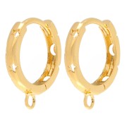 Pendientes de aro 14 mm - Dorado con oro fino x2