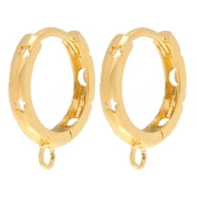 Pendientes de aro 14 mm - Dorado con oro fino x2