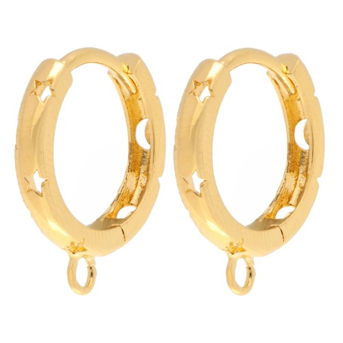 Pendientes de aro 14 mm - Dorado con oro fino x2